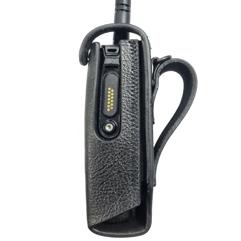 R7 Two way radio Full Leather Holster case full keypad leather cover With Strap attach Carry Case for Motorola R7