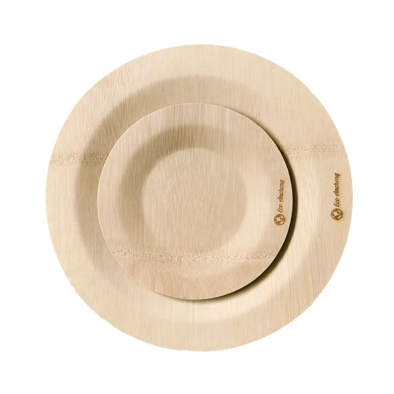 
100% natural recycled disposable 9inch round bamboo plates biodegradable 