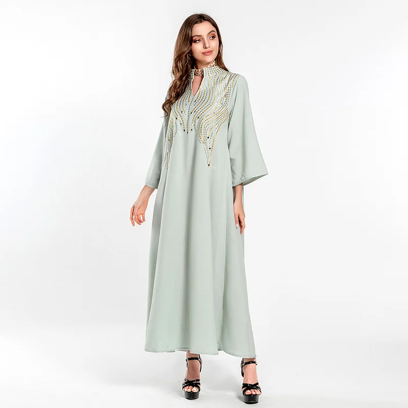 Islamic Dubai Fashion Luxury Abaya Muslim Embroidery Kaftan Women Evening Party Long Sleeves Islamic Dress