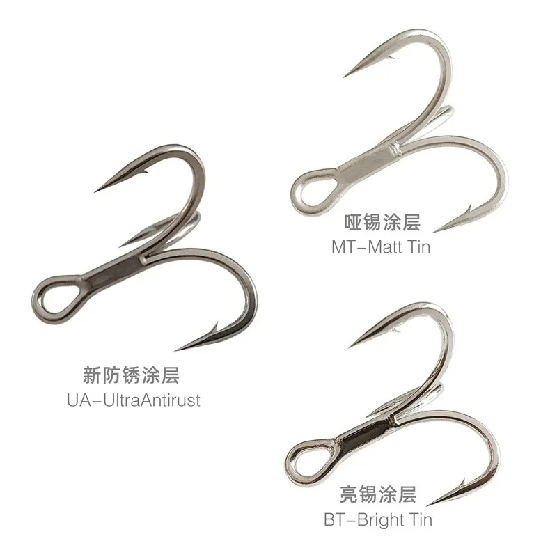 100PCS/Box,6066-3X-NP Treble Hook BT662-UA Triple Fishing Hooks 1 - 14# UltraAntirust Fishhook For Saltwater Freshwater Fishing