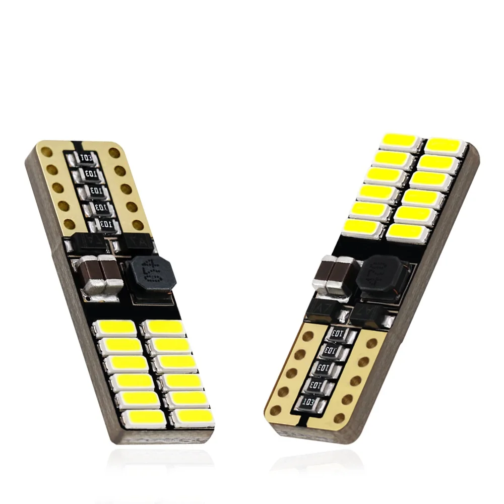 
Top Quality 255LM T10 4014 24SMD Led Auto Canbus Bulb 10-30V 1.7W W5W 194 501 Error Free Car Dome Lamp Licence PLate Light ZL046 