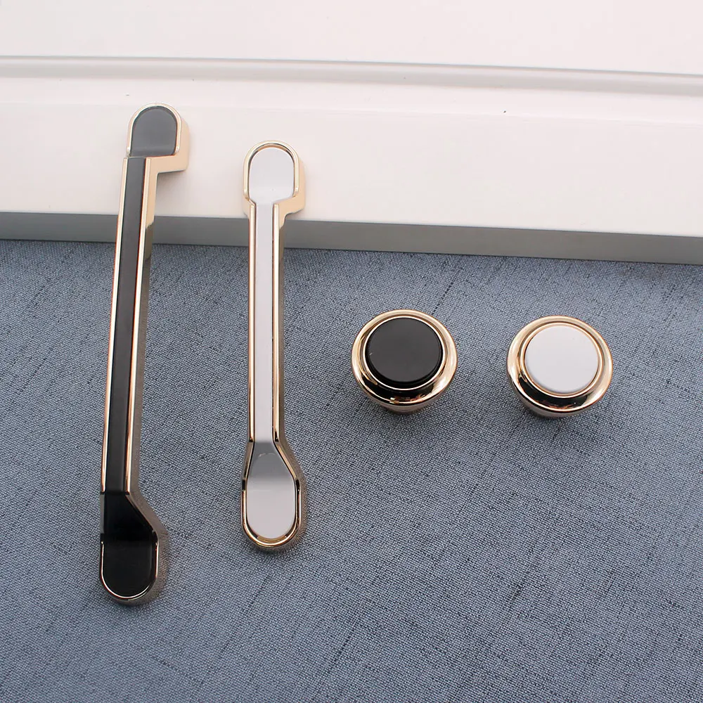 AIMINO OEM Modern Luxury Accessories Home Bar Cabinet  128Mm Zinc Alloy Furniture Drawer Black Gold Kitchen Knobs Handle