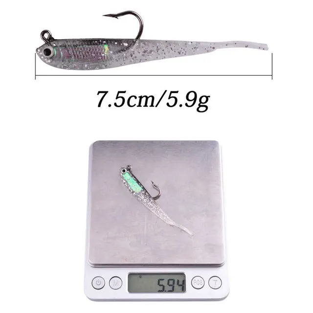 Custom Forktail Jig Head Lure 75mm 6g Fishing Lures Luminous Soft Sorm Slipper Seabass Blackfish Bait