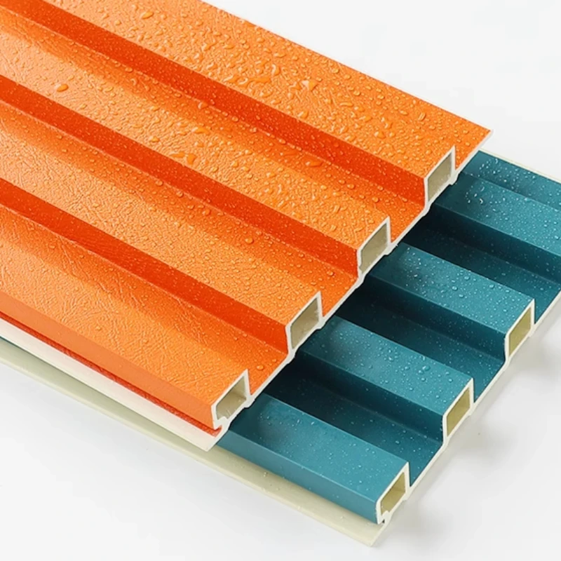 Fluted WPC Panel Wood WPC Wall Panel WPC Bamboo Fiber Fluted Slat  De Pared Grille Indoor TV Background Ceiling Wall Panel