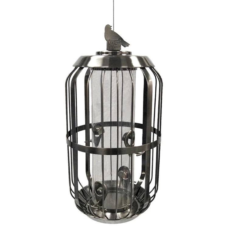  2021 Nickle Plating Metal Cage Hanging Decoration Bird Feeder For Outdoor Wild Birds Food