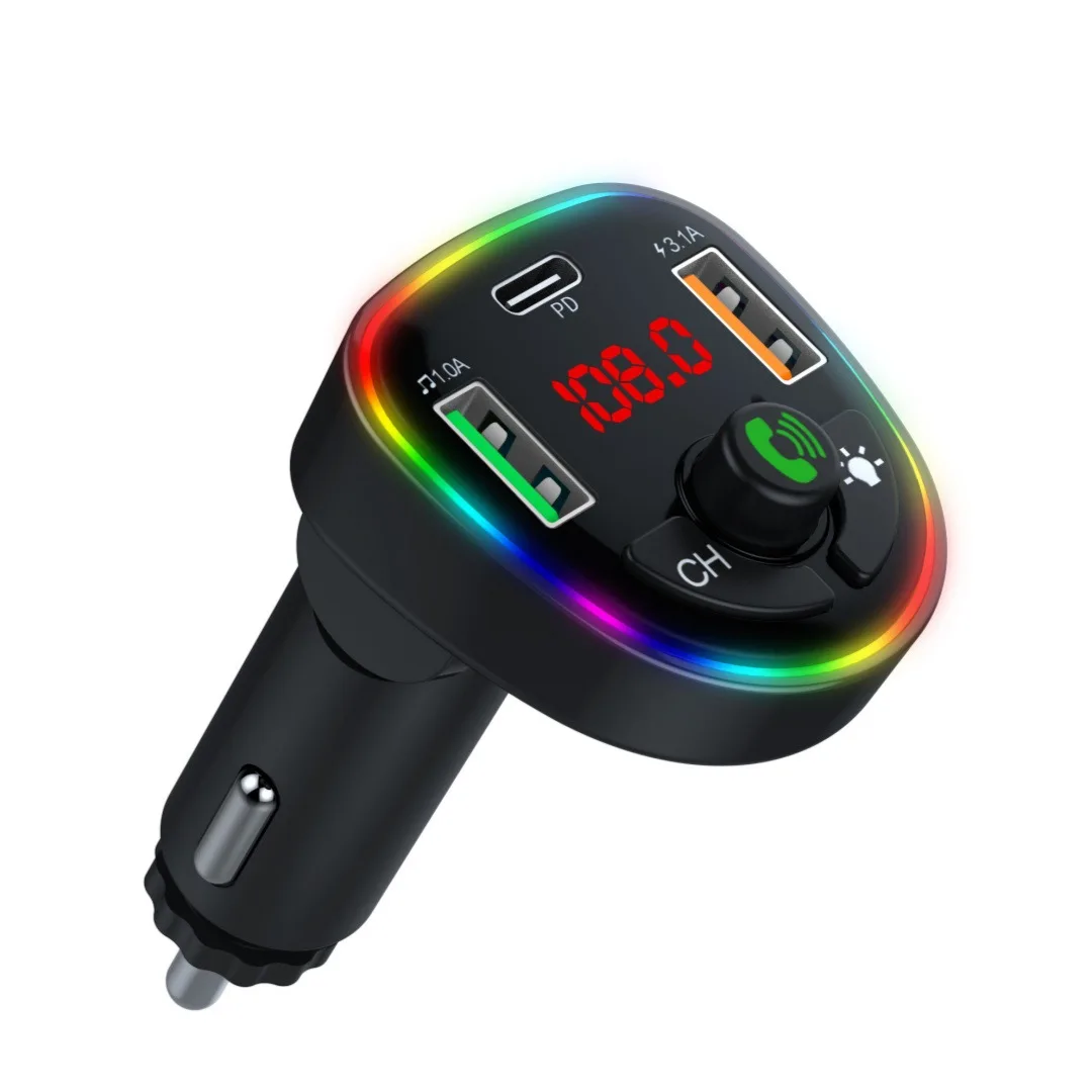 Adapter for Car Wireless FM Radio Transmitter Wireless BT 5.3 MP3/WAV Music Player QC3.0 USB Car Charger 7 Color LED Backlit