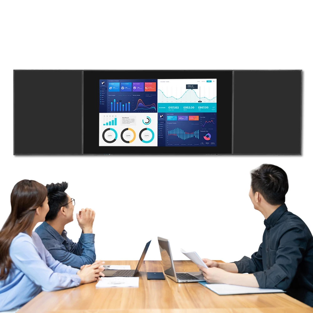 75 86  Inch Foldable Smart Blackboard School Teaching LED Writing Board Interactive Display With Two Foldable Wings Boards