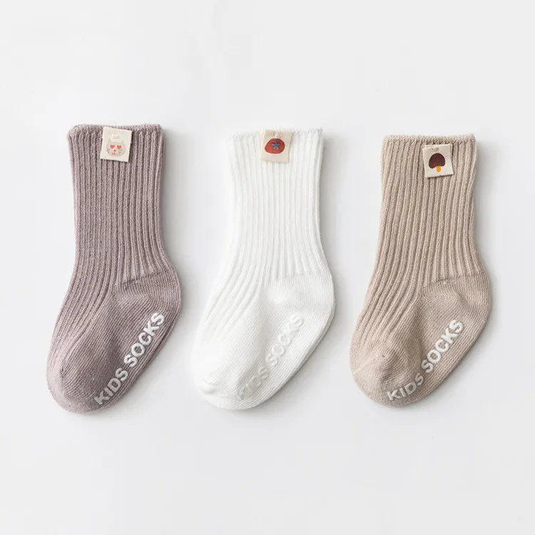 Spring Combed Cotton Hand Linking Cute Cartoon Double Knitted Non Slip Baby Socks, Lot of socks for baby