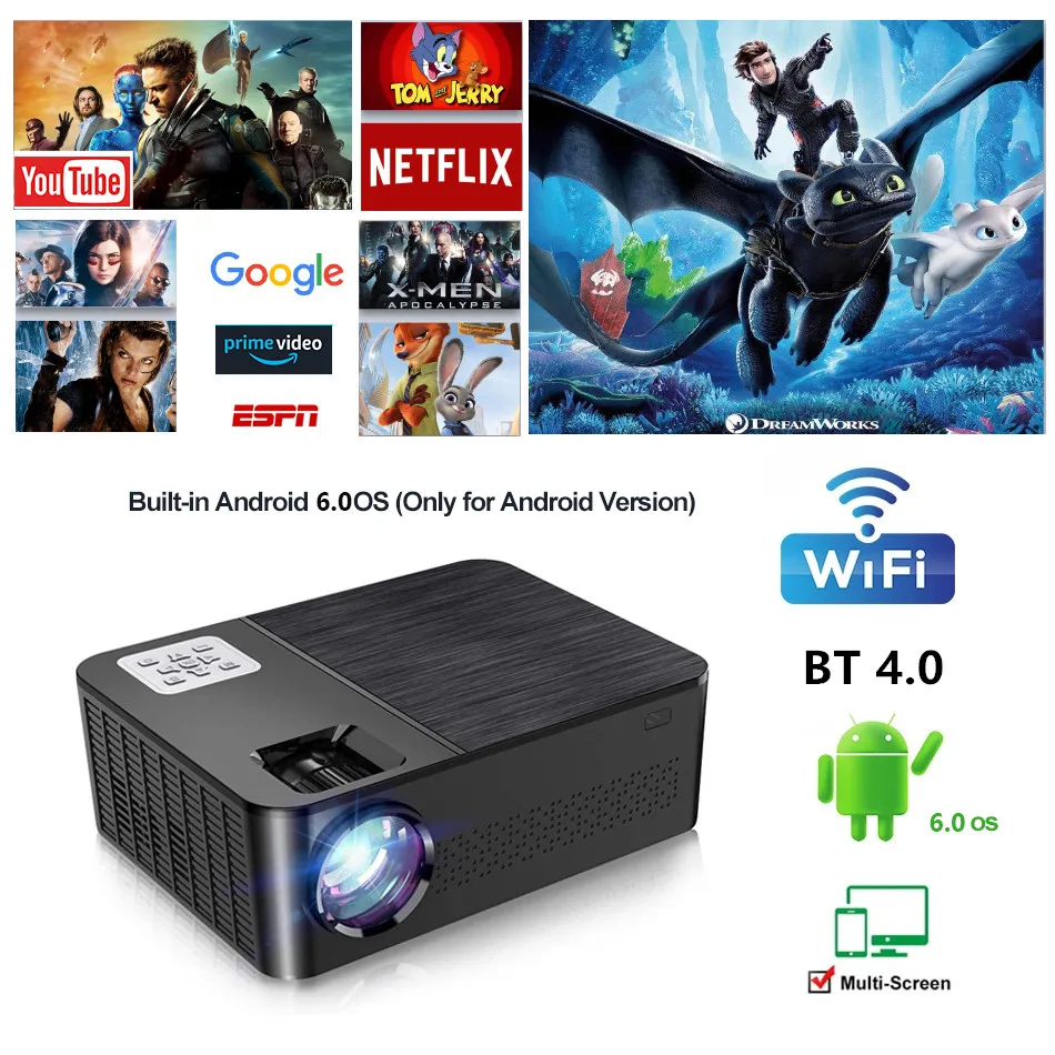 Проектор Wi-Fi Full HD встроенный проектор 1080P поддержка зума ЖК/LED/Home/Outdoor кинопроектор для телефона ПК PS4