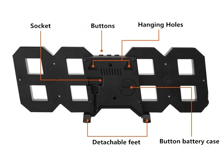 LED Electronic Digital Clock Creative Large 3D Remote Control Wall Clock