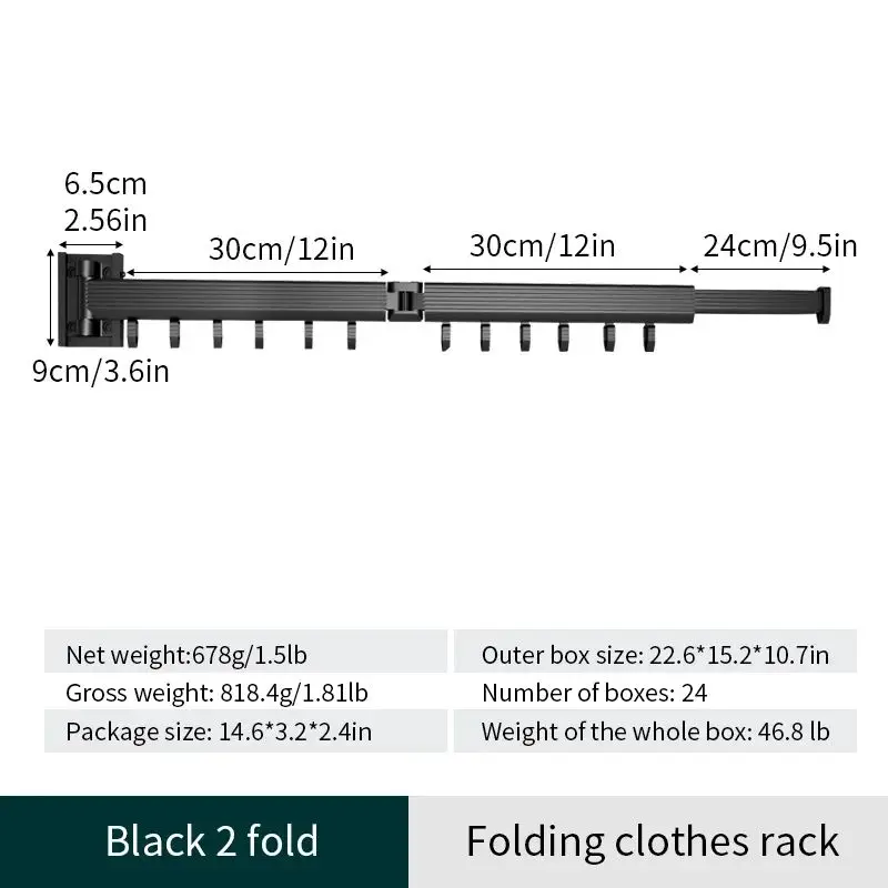 Laundry Clothesline Retractable Cloth Hook Drying Rack Folding Wall Mounted Clothes Hanger Rack Space-saver Retractable Fold
