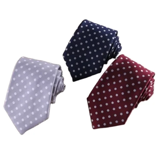 Wholesale  tie polka dot polyester woven fabric ties mens ready fashion ties