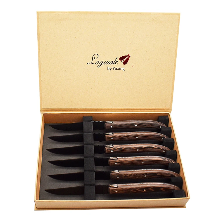New launch item Luxury black -plated laguiole steak knife western popular use steak knife with wenge handle
