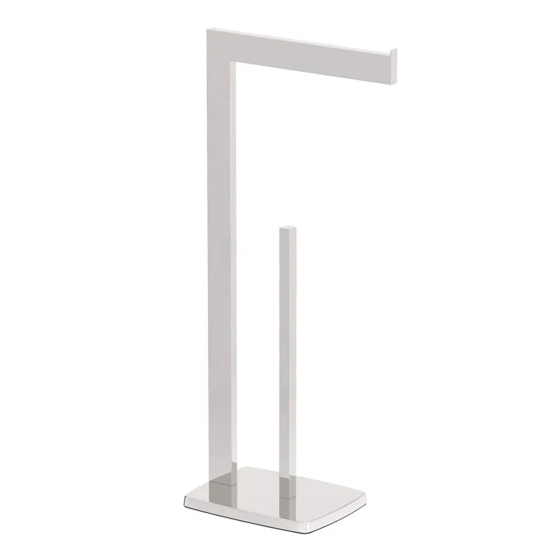 Architeckt Bathroom WC Square Floor Standing Chrome Modern Storage Tidy Toilet Roll Holder