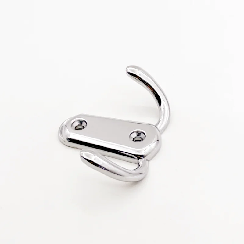 Modern Silver Double Coat Hooks Small Metal Cabinet Wardrobe Clothes Hook Wall Mount Furniture Hardware