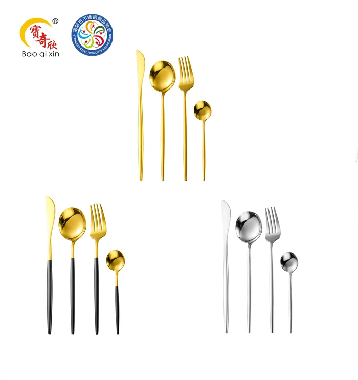 
Reusable 4pcs flatware knife fork spoon set stainless steel wedding cutlery set gold/stainless steel flatware set 