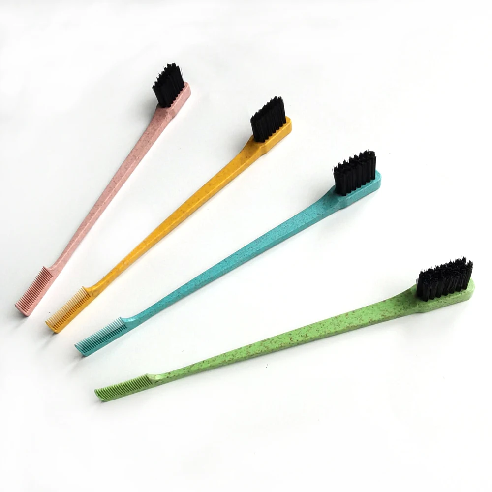 Custom logo Salon Hair Styling Multi-Effect Brush 3-in-1 Wheatgrass eyelash Edge Control Brush