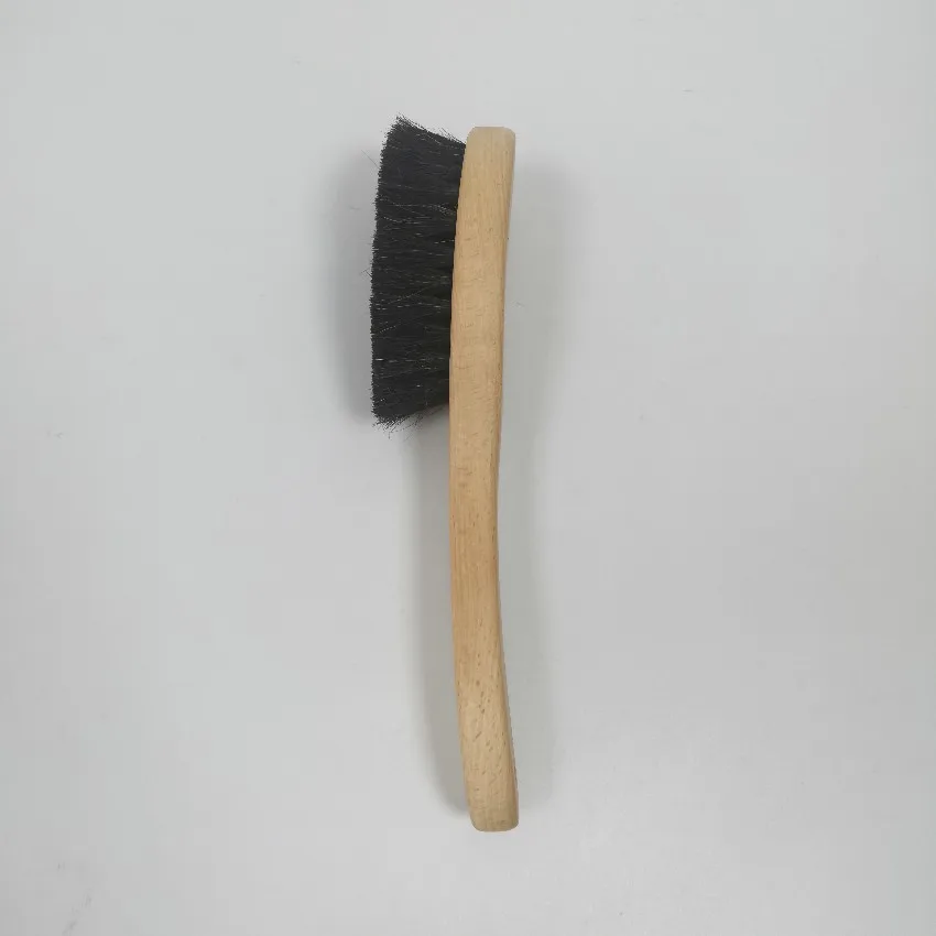 High quality wooden horsehair suit coat clothes brush long handle lint remover cleaning brush for hat clothes