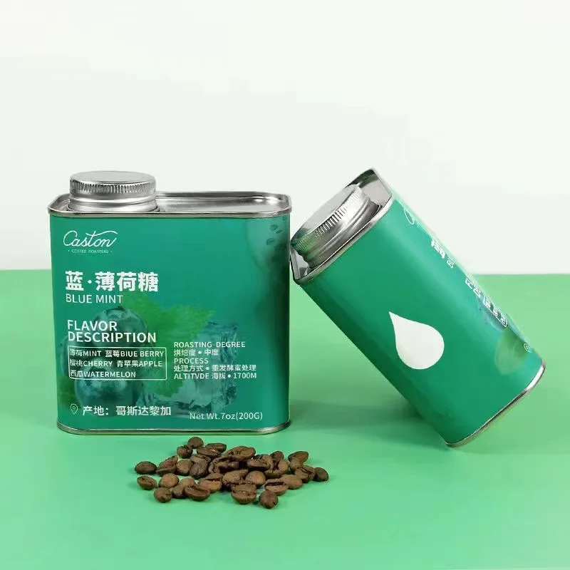 Customize printing rectangle storage  food oil tin packaging food grade empty coffee bean tin can