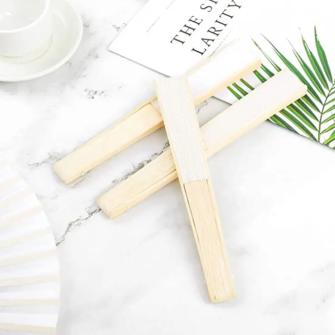 DIY Cute Wholesale Wooden Folding Bamboo Hand Fan With Pouch Chinese Folding Fans Silk Veil Fans