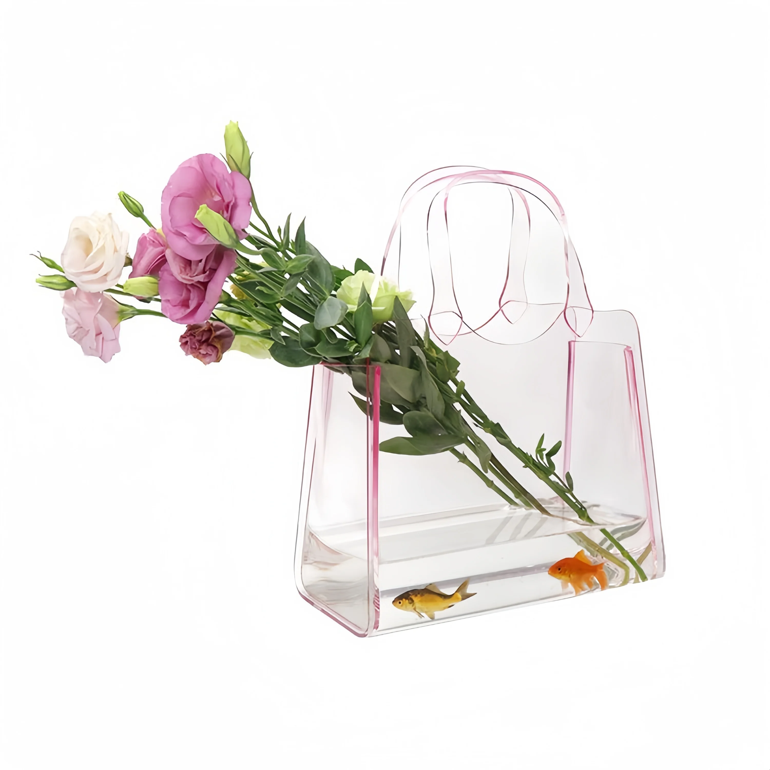 Customized New style high quality nordic ins home office desk acrylic handle fish bowl falower basket