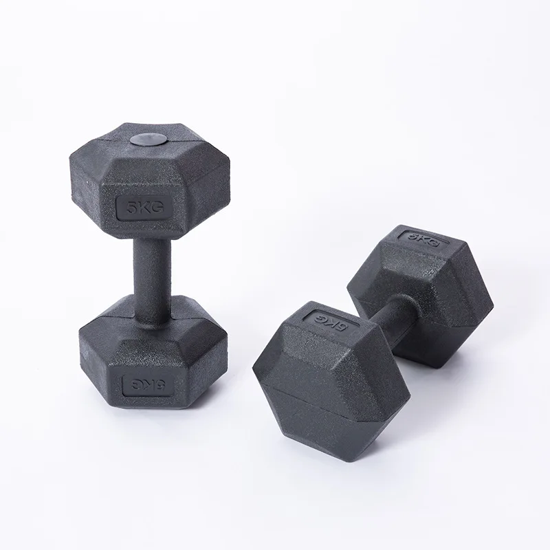 Wholesale Cheap Fixed Weight Hex Shape Plastic Cement Dumbbells
