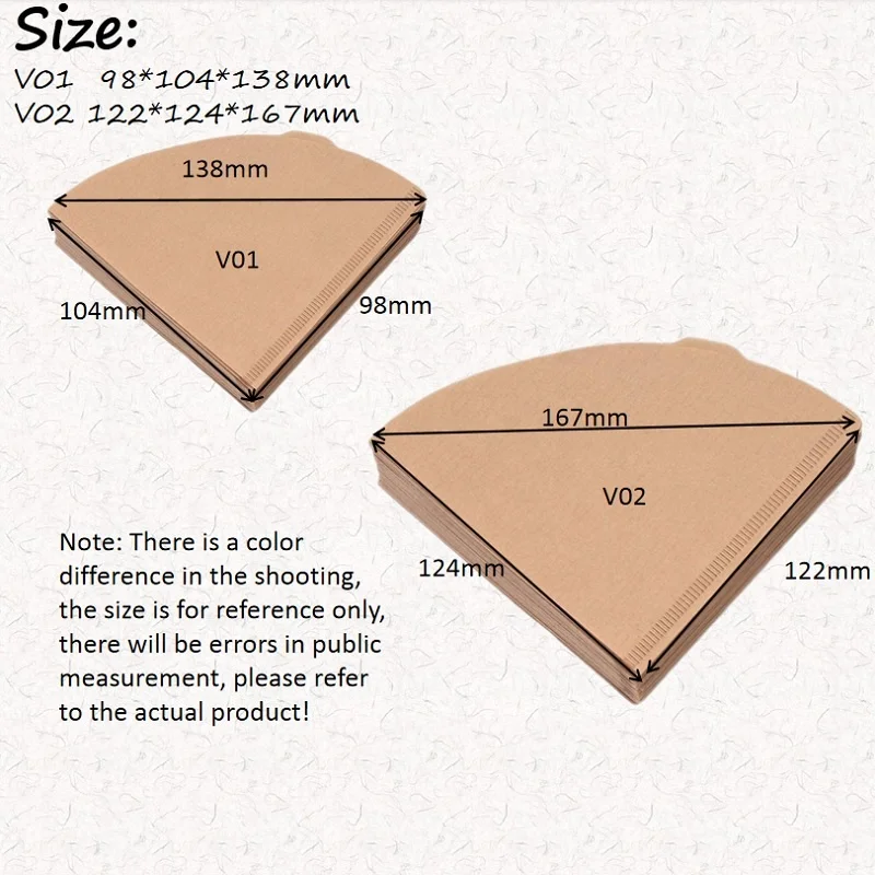 V02 100pcs V60 Shape Coffee Filter Paper 2-4Cup For Drip Coffee Filter Cup paper coffee filter