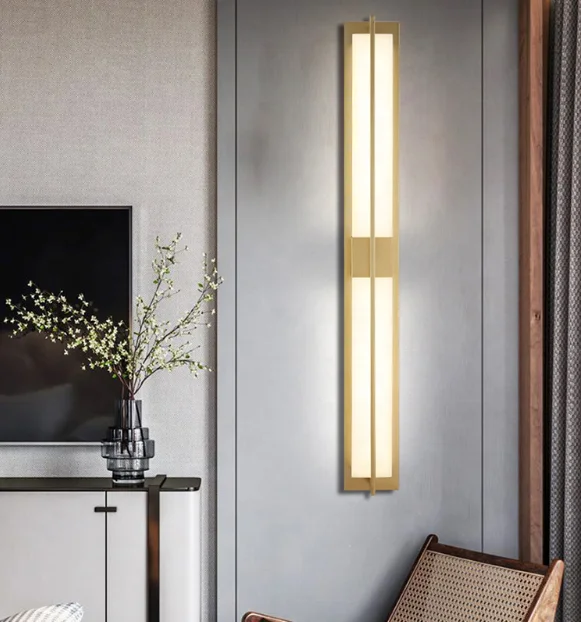 Hotel indoor decorative gold black  metal outdoor wall lamp modern led stone wall sconce light for corridor