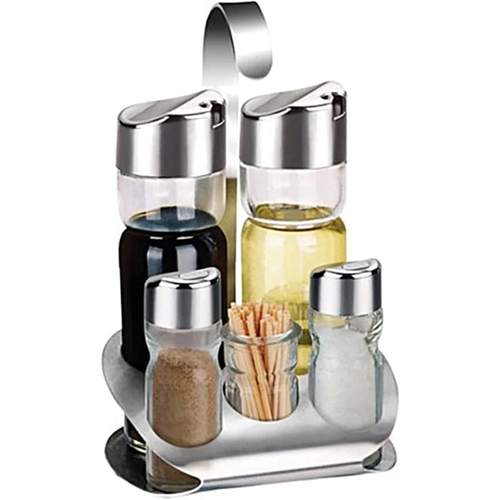 Hot Selling Kitchen Cooking Soy Sauce Olive Oil Storage Bottles Jars Spice Vinegar Food Glass Storage Containers Set Accessories