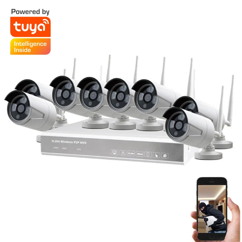 8CH CCTV System 1080P HD  Wireless NVR Kit Outdoor Night Vision Security IP Camera WIFI CCTV System Plug & Play