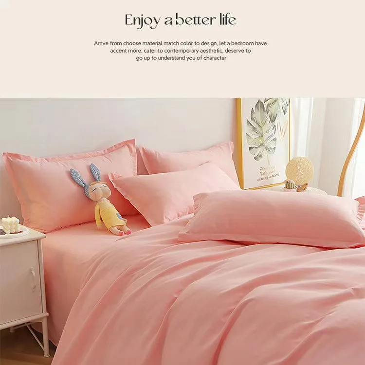 2024 New comfortable simple style Skin friendly cotton bed sheet washed cotton bed sheet