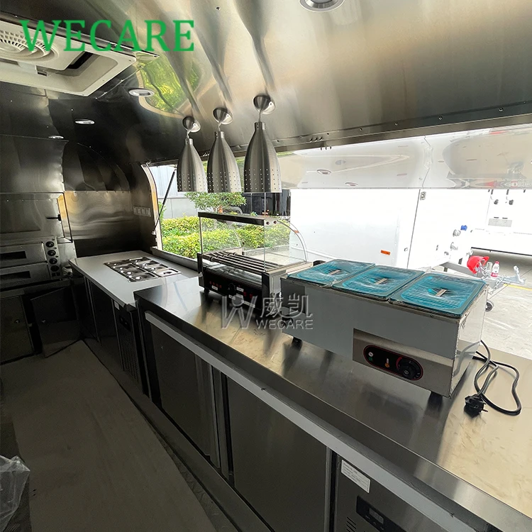 Wecare fast food truck mobile juice bar truck commercial kitchen consession burger van catering food trailer with full kitchen