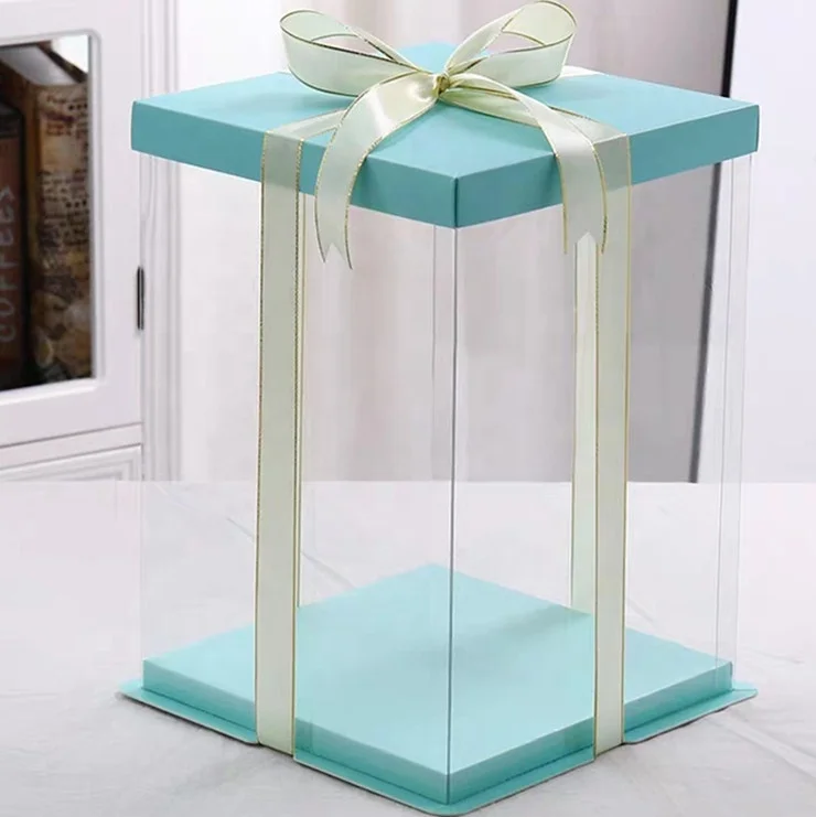 Wholesale custom design tall cake box/clear plastic cake box/box for cake