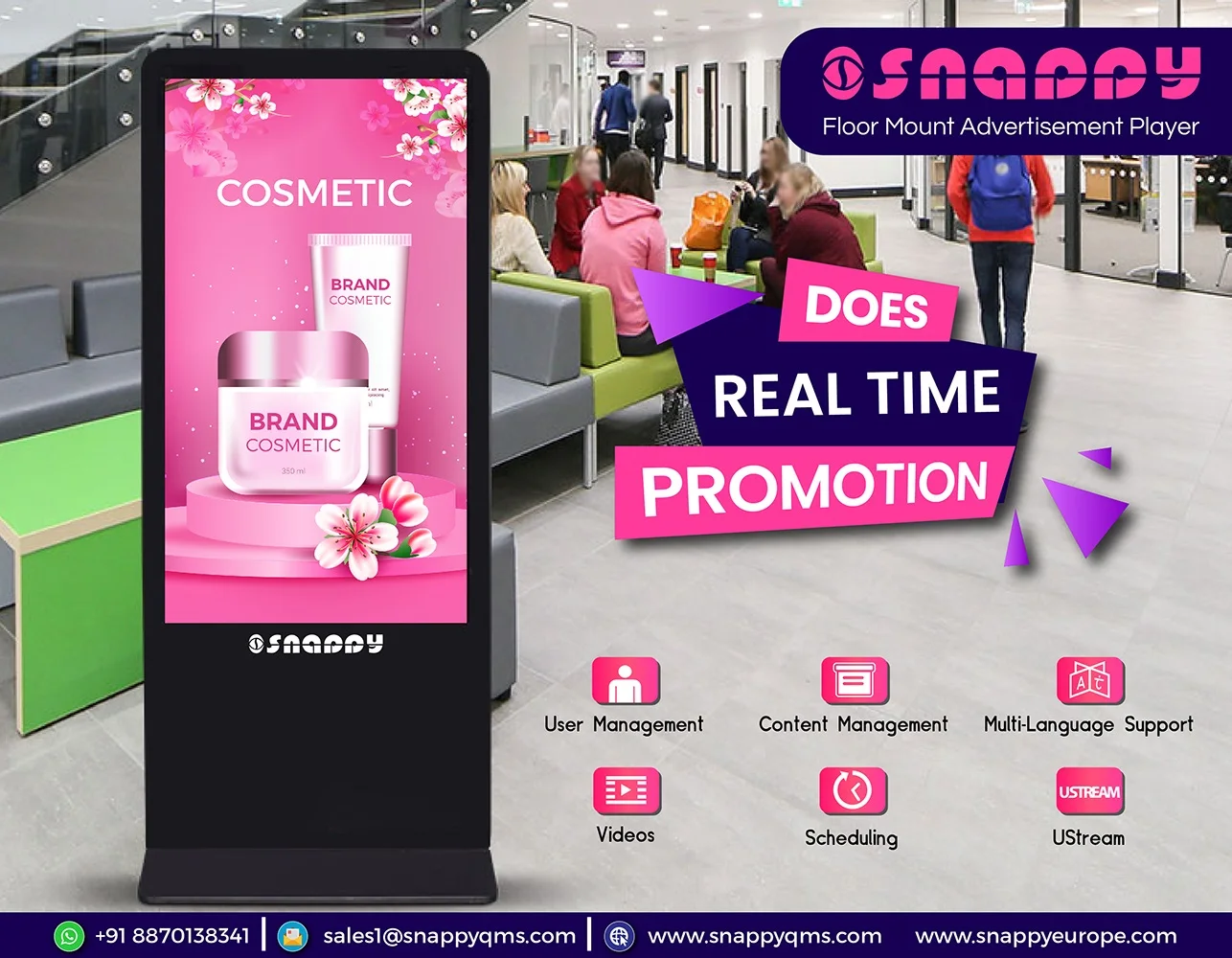 2024 New Cheap Digital Signage Floor Standing Touch Kiosk WiFi LCD Advertising Display for Outdoor Advertising Screen Players