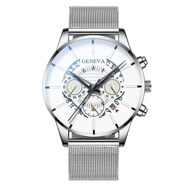 Luxury Mens Geneva Mode Watches Metal Strap Geneva Gold Watches For Men Mesh Strap Quartz Business Wrist Watch