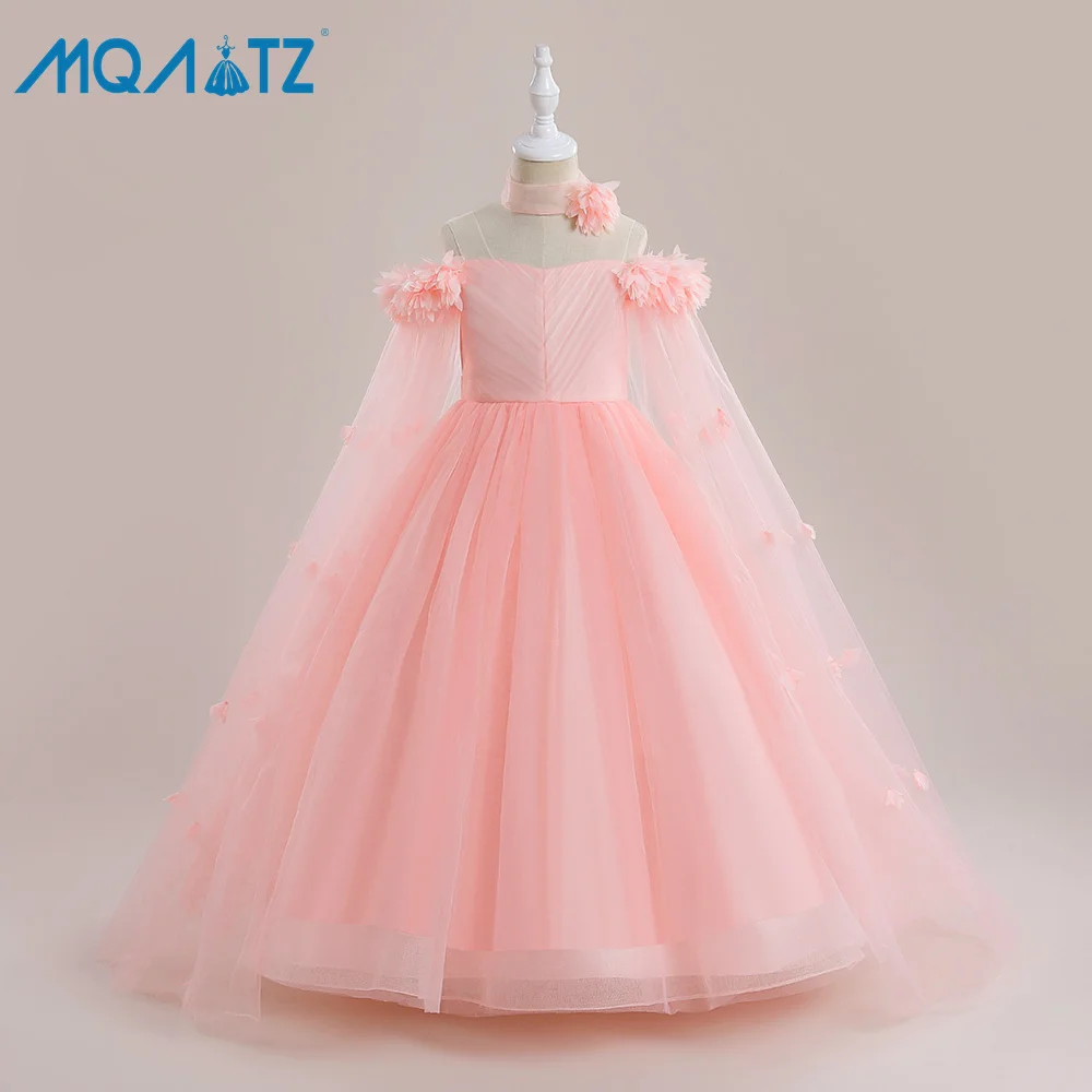 MQATZ Off Shoulder Princess Children Party Dress Girl Embroidery Dress Ball Gown For 10 12 Year Girls flower girl dress LP-512