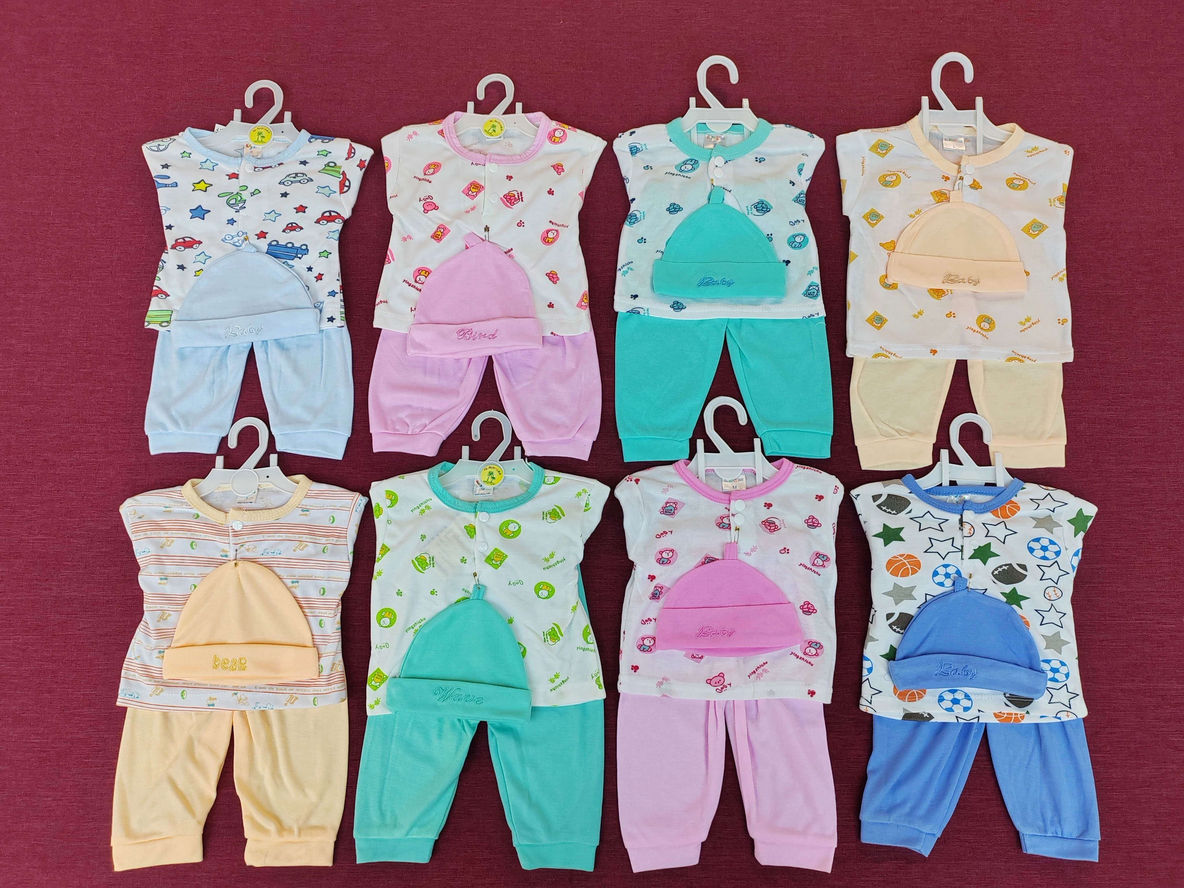 Newborn Baby clothes Sets spring Autumn Sleeve Knitted Cotton Tops Boys Girls 3 Pieces Baby Clothing Quantity OEM