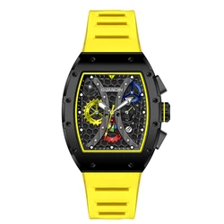 Оптовая цена Скелетон кожаные часы Мужские автоматические механические часы для подарков