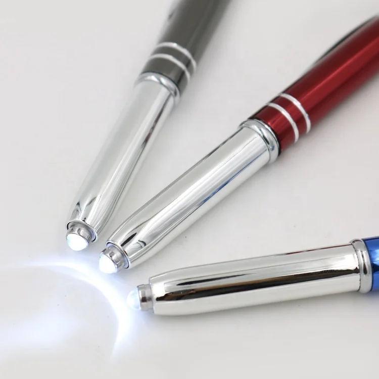 Metal fancy 3 in 1 gift stylus luxury pens with custom logo promotion pen pen with light led