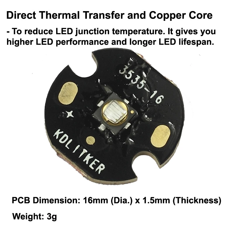 5 Вт CUN66A1G Ультрафиолетовый светодиодный эмиттер uv365 нм с KDLITKER DTP Copper