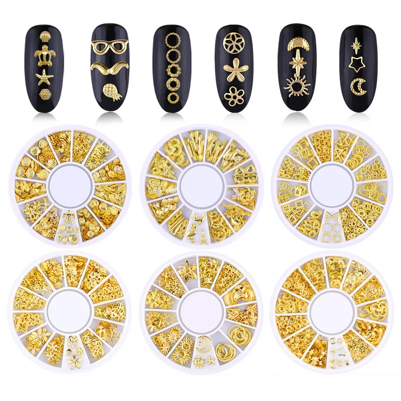 Wholesale Jewelry Star and Moon Rivets Japanese Hollow Alloy Nail Art Painting Salon Nail Kit Professional