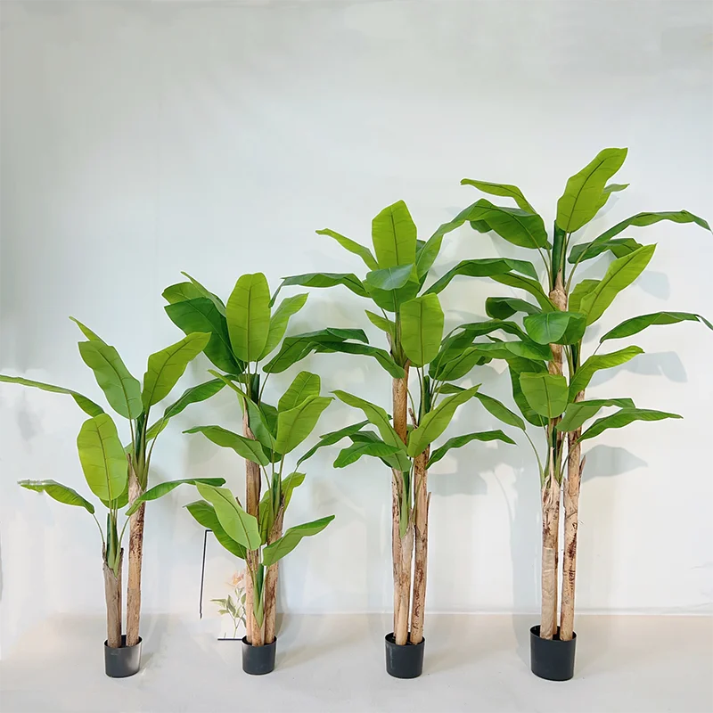 UV resistant indoor outdoor plastic fake plant online sales 80cm 7 leaves home decor bonsai artificial silk cloth banana potted