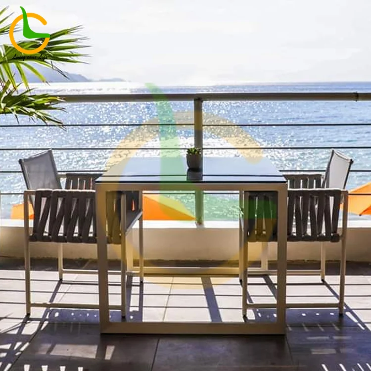 Leisure Waterproof Bistro Terrace Rope Woven Dinning Chair Aluminium Outdoor Furniture for Garden Home Furniture Dining Chair