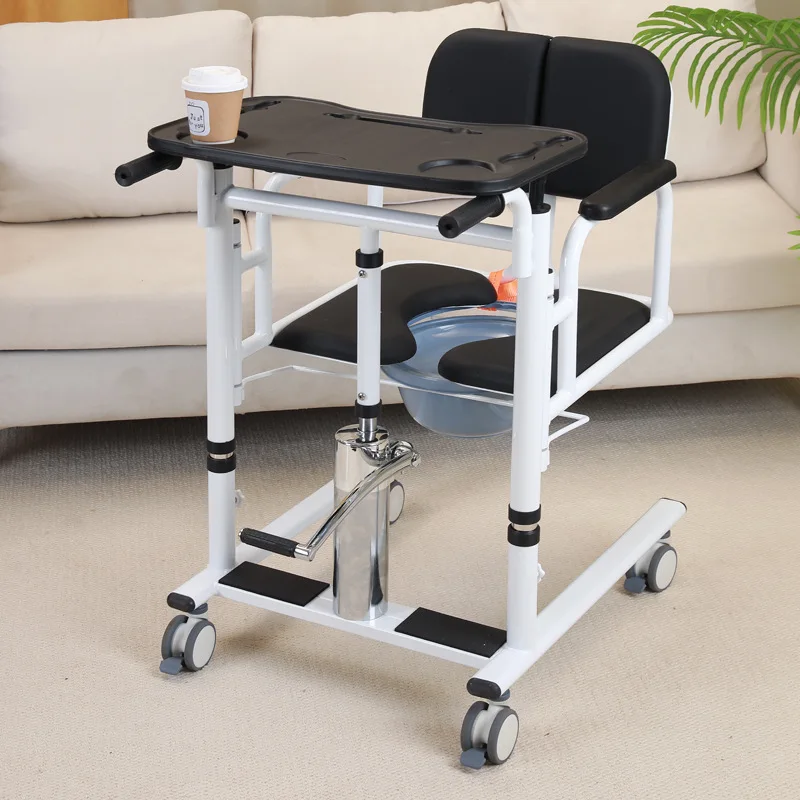 Manual Folding and Movable Lift Chair Wheelchair Shower Chair Commode Toilet Patient Transfer Chair