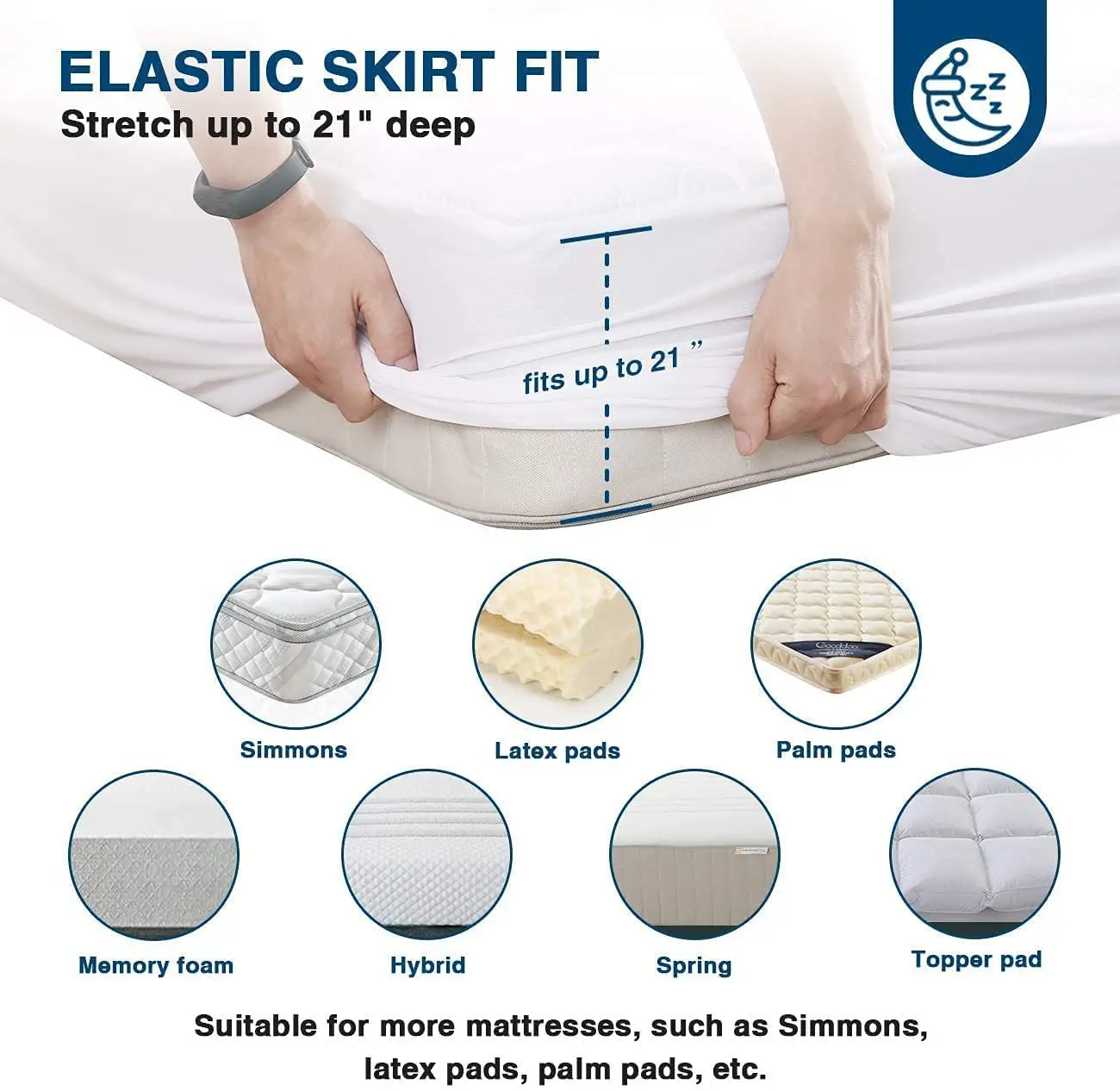 Cooling Mattress Pad Queen King Size,Extra Thick Mattress Topper Pillow Top Mattress Pad Cover with Down Alternative Fill