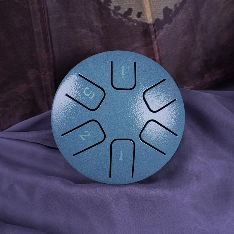 2023 new design 3.8 inch 6 tongue moss blue  hank drum balmy mini steel tongue drum