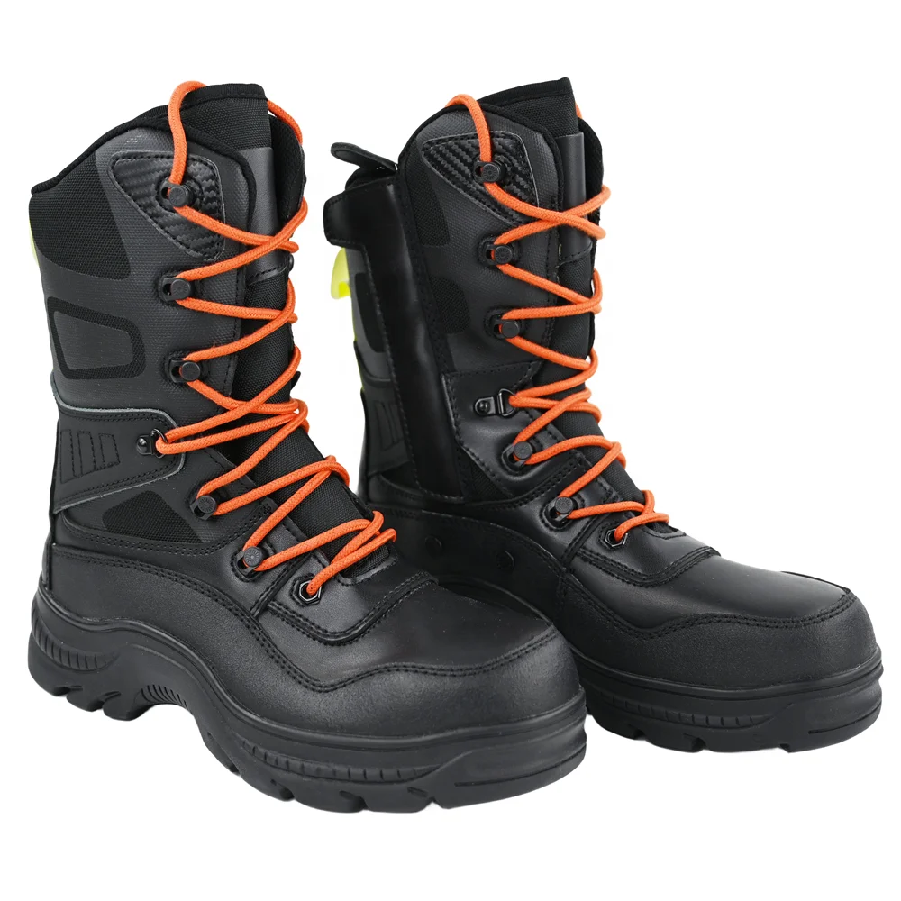 Factory Wholesale Firefighter Rescue Equipment Heat Resistance Leather Firefighting Fireman Boots