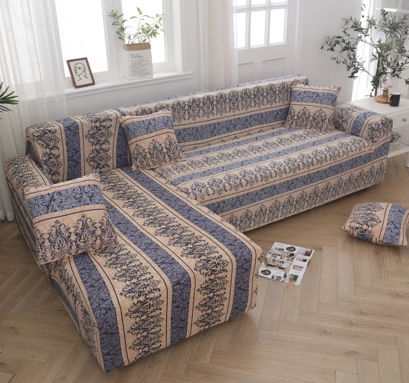 Wholesale cheap printed elastic l shape sofa cover 3 seater spandex removable soft covers sofa stretch elastic sofa set cover