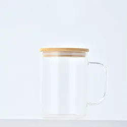 USA WAREHOUSE Frosted Glass Mug Sublimation Blanks 15oz Transparent Clear Beer Glass Mug with Handle Custom Tumbler Cups