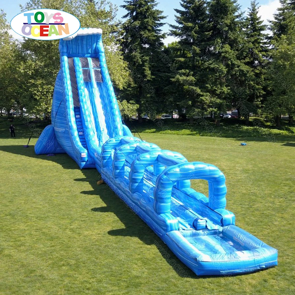 new blue crush inflatable water slide with plunge pool